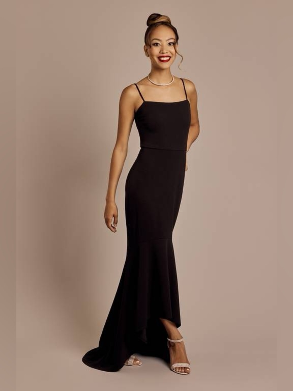 Emerald Sundae Black Spaghetti Strap High-Low Mermaid Maxi Dress Size 4